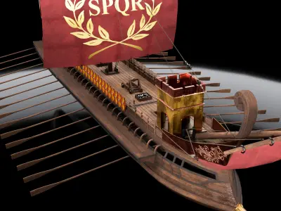 Roman Ship Galley Low-poly 3D model