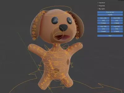 Cartoon Dog 3D Blender Rig 3D model
