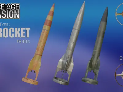 Space Age Invasion Massive Modular Rocket Pack Low-poly 3D model