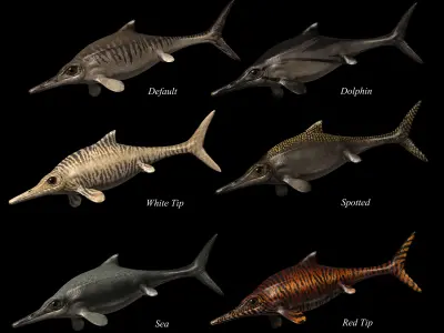 Ophthalmosaurus Asset Pack Low-poly 3D model