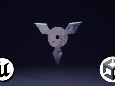 Futuristic Triple-Blade Shuriken Game-Ready 3D Model Free low-poly 3D model