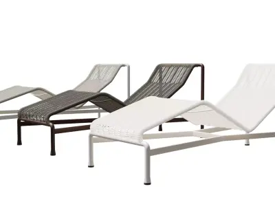 Outdoor Sun Lounger Set  3 Variations 3D model