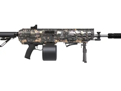 Machine Gun 2 Used Low-poly 3D model