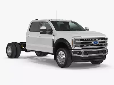 Regular Cab 2023 Ford Super Duty F-550 Bare Chassis White 3D model