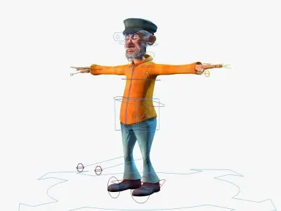 Fisherman  - Rigged cartoon character Low-poly 3D model
