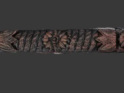 Antique Ornamental Wooden Beam Low-poly 3D model