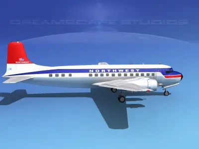 Douglas DC-6 Northwest Airlines 3D model