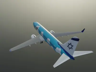 EL AL UP Boeing 737-800 low poly 3D model with cockpit Low-poly 3D model