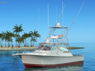 Used Sports Fishing Boat Henriques 35 Red 3D model