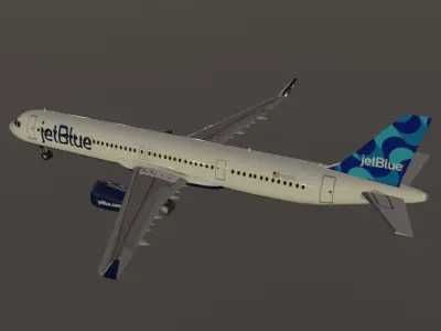 Jetblue airbus a321neo 3d model with cockpit  Low-poly 3D model