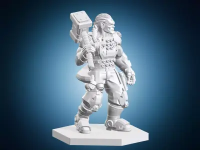 Sylvester Einzelkampfer Futuristic Mercenary With Hammer 3D print model