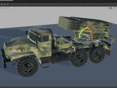 BM 21 Grad Rocket and Soldier Low-poly 3D model