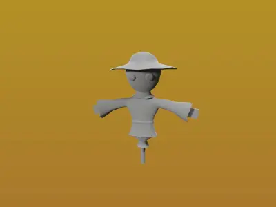 Cartoon style Scarecrow Game model Low-poly 3D model