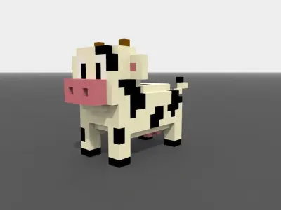 Voxel Cow Low-poly 3D model