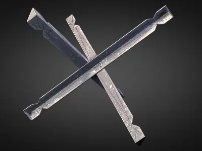 Hedgehog metal cross Low-poly 3D model