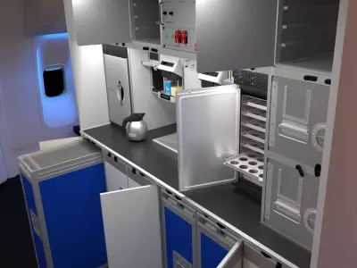 Boeing 777 KLM economy interior 3D model