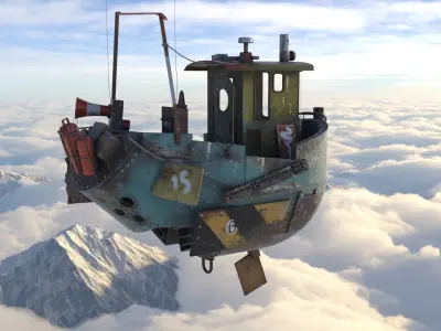 Fly boat Low-poly 3D model