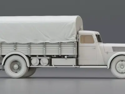 WWII French Military Cargo Truck 4t 3D model