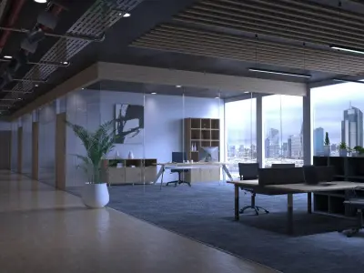 Offices Coworking interior design 3D model