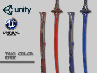 Two Colors Epee Low-poly 3D model