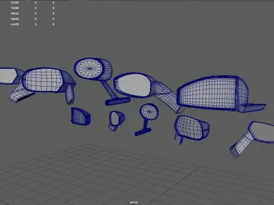Car Side View Mirrors Pack Low-poly 3D model
