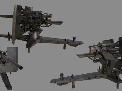 88 Flak Gun WW2 Game-Ready Low-poly 3D model