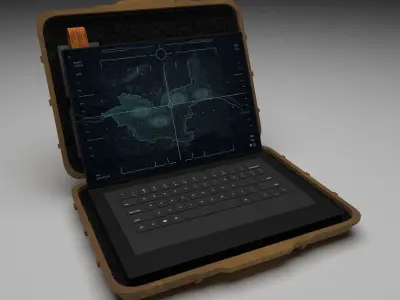 Military Laptop Low-poly 3D model
