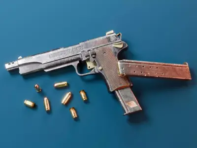 Post-apocalyptic 45 m1911 Handgun Low-poly 3D model