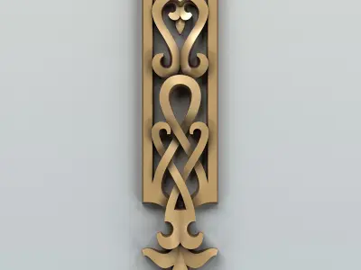 Carved decor vertical 003 Free 3D model