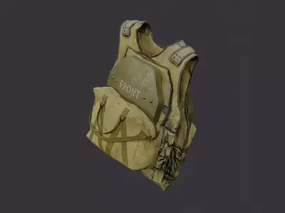 Yellow Tactical Vest with Pouch Low-poly 3D model