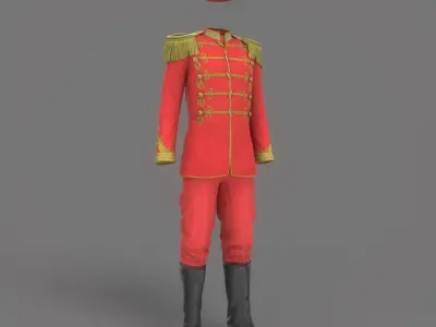 Vintage Military Uniform Red Game Ready Low-poly 3D model