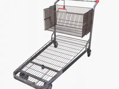 Shopping cart weathered stack v2 3D model