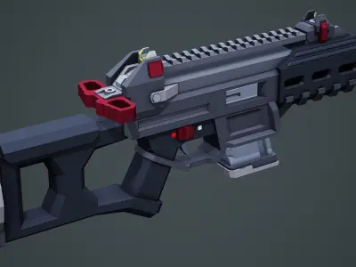 Stylized Sci-Fi UMX-50 SMG Low Poly Mobile Ready Low-poly 3D model