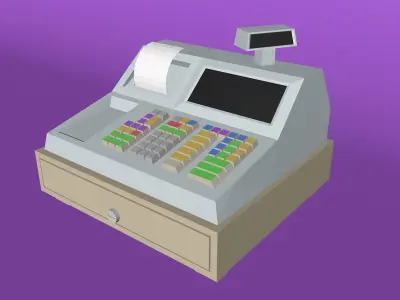 Game-ready Cashier Machine Low-poly Low-poly 3D model
