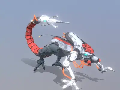 Reptile Cyborg Scorpion Running Fbx  Png 3D model