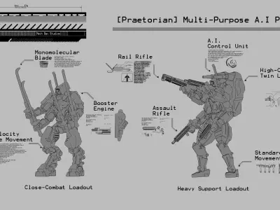 28mm Infantry Support Mech Kit - Praetorian 3D print model