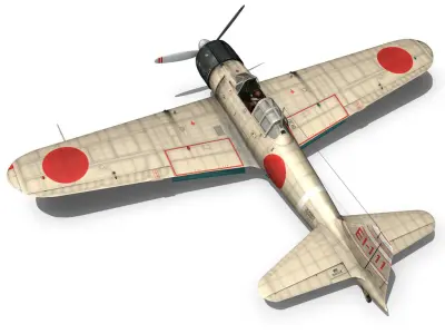 Mitsubishi A6M2 Zero - Carrier Shokaku 3D model