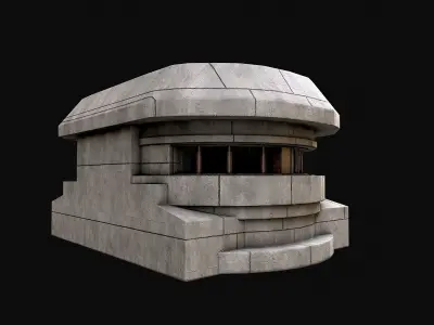 Military Concrete Bunker Base 8 Low-poly 3D model