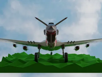 Curtis P40 Lopoly Aircraft Low-poly 3D model