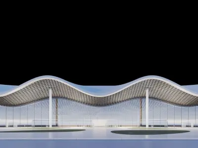 Modern Airport building facade Archviz 3D model
