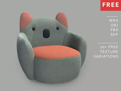 FREE Cute Little Armchair for Kid - KC002 Free 3D model