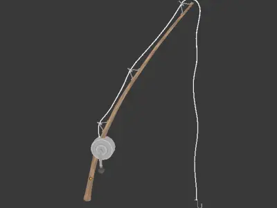 cartoon fishingpole Low-poly 3D model