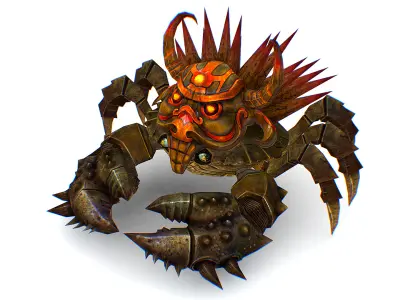 Brown Giant Crab Shell Crayfish Arthropods Sea Animal Low-poly 3D model