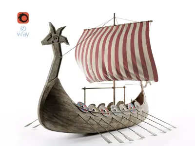 Viking Ship Low-poly 3D model