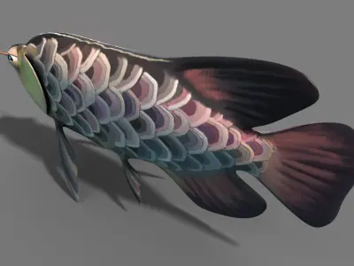 Golden arowana arowana cartoon gold model have a binding 3D model