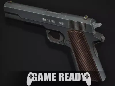 Colt 1911 Pistol - Low Poly Game Ready Low-poly 3D model