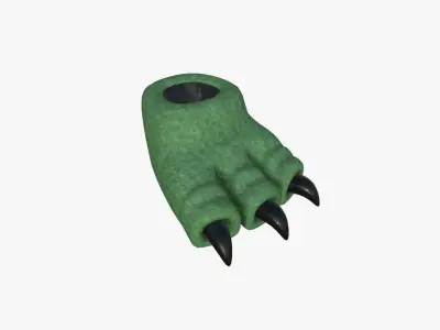 Slippers G01 Green Dino Paw - Costume Character Design Low-poly 3D model