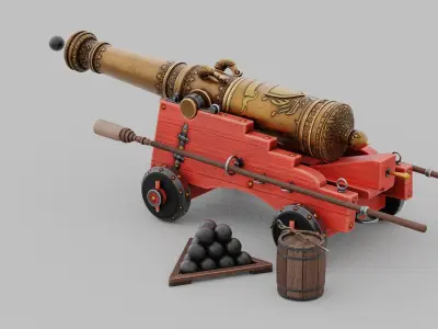 O Kit 01 Cannon Kit 04 of 05 treasure cannon Low-poly 3D model