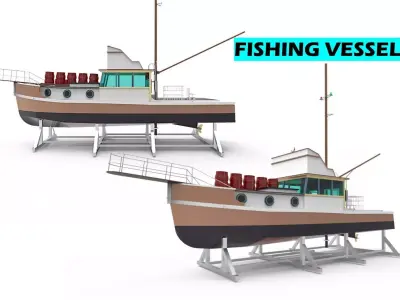 docking fishing ship 3D model