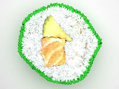 Sushi Roll With Green Caviars 3D model